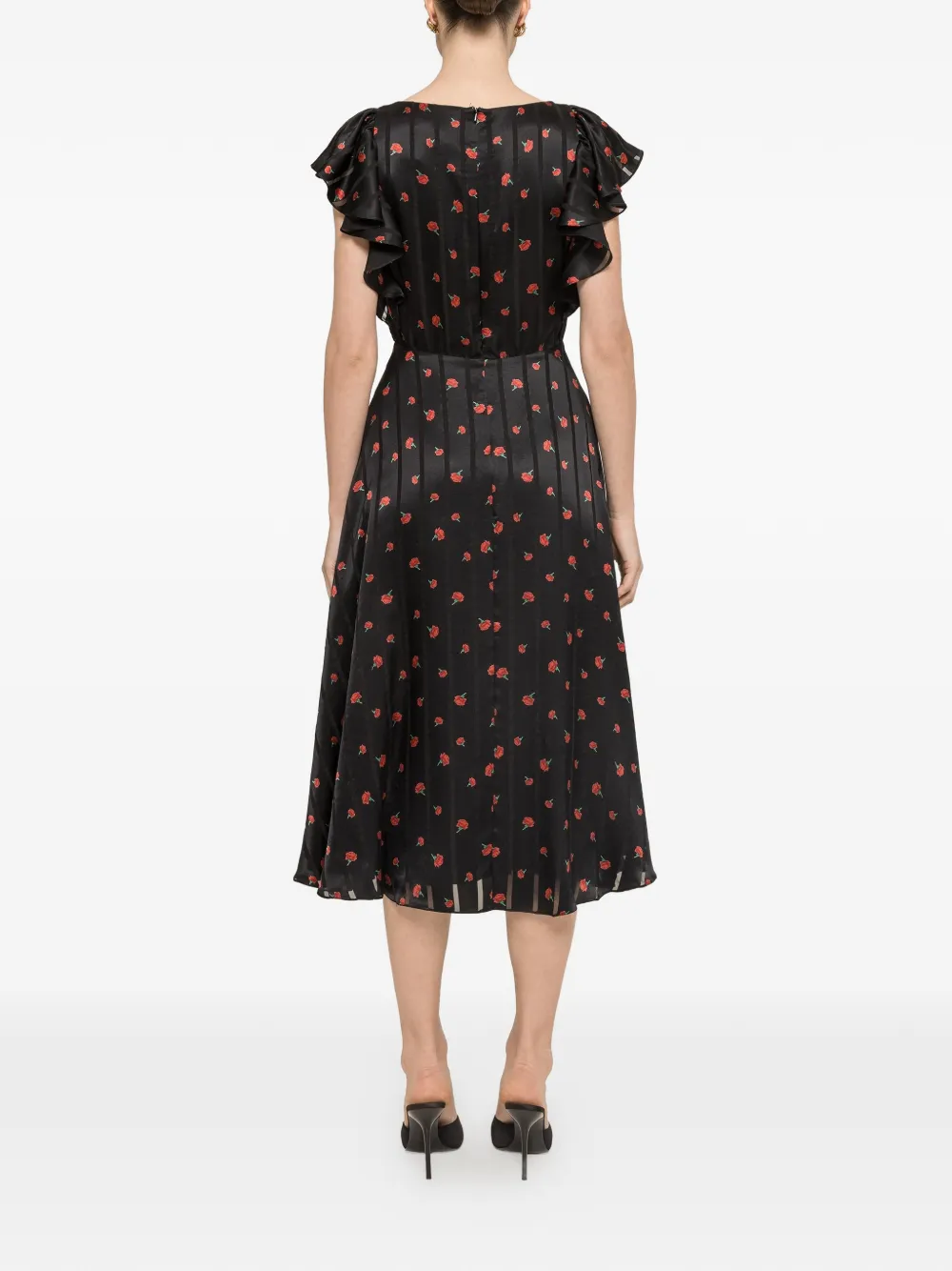 NISSA Midi-jurk met bloemenprint Zwart