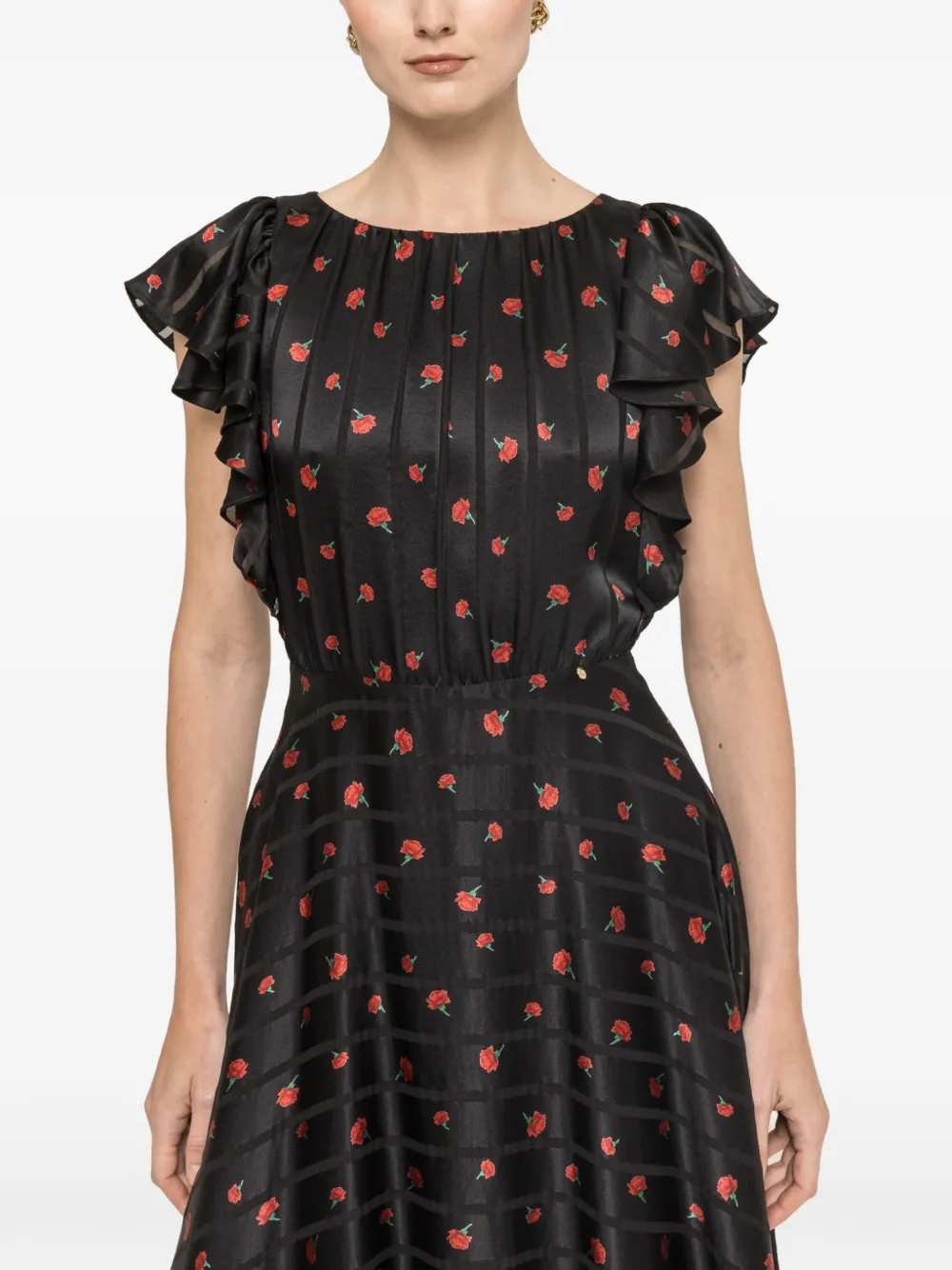 NISSA floral-print midi dress - Nero