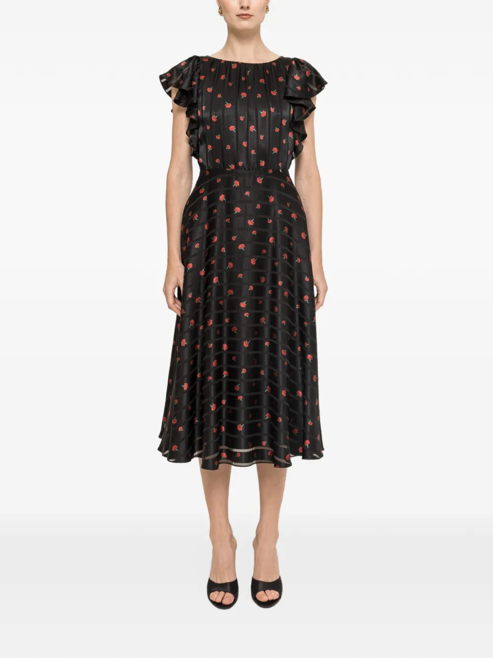NISSA floral-print midi dress - Nero