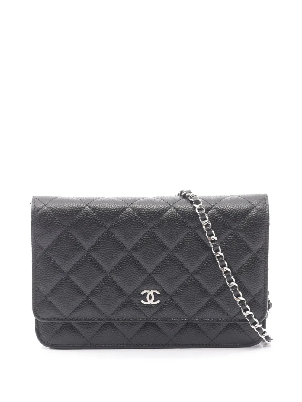 CHANEL Pre-Owned Borsa a tracolla CC in pelle Caviar trapuntata con catena 2021-2026 - Nero