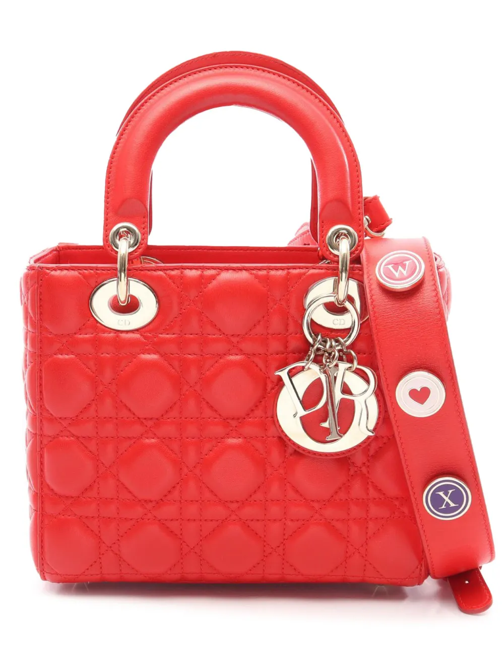 Christian Dior Pre-Owned Borsa a tracolla My ABCDior Lady Dior piccola in pelle di agnello con motivo Cannage 2010-2026 - Rosso