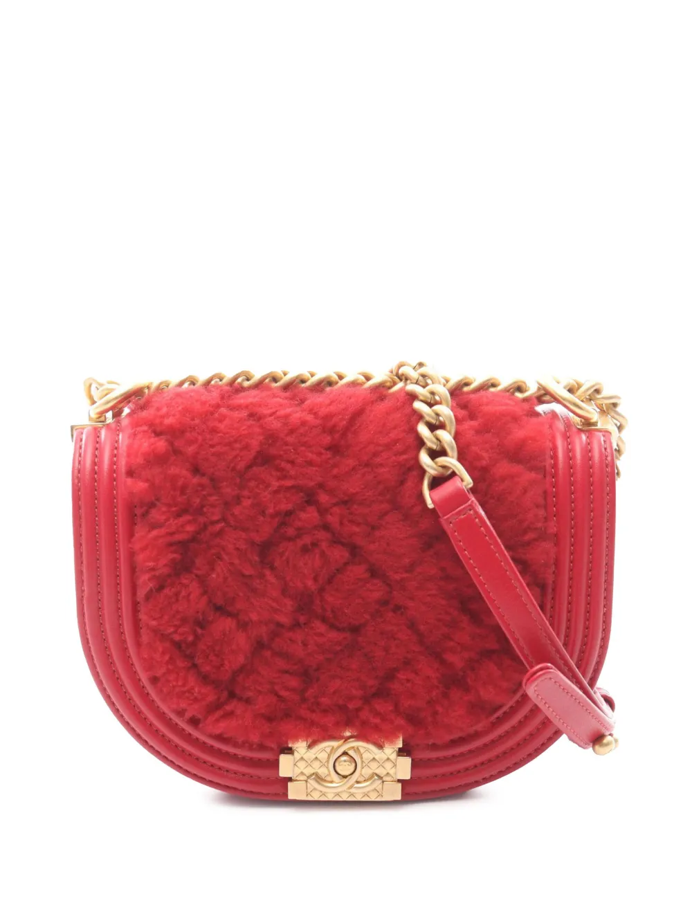 CHANEL Pre-Owned 2021-2026 Small Quilted Shearling Boy Messenger Bag crossbody bag - Red