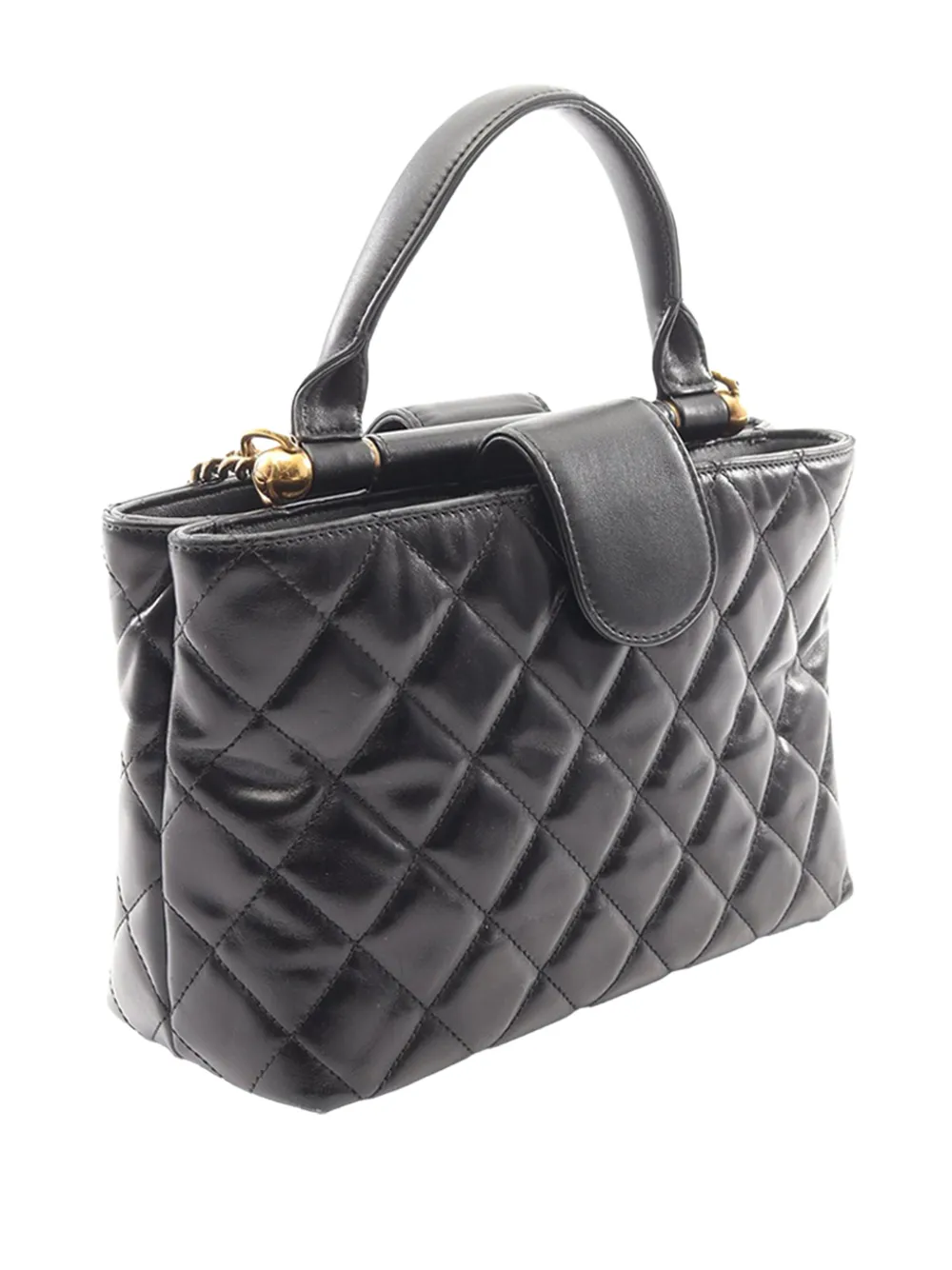  Chanel Pre-owned Borsa A Tracolla Paris-rome Gold Bar In Pelle Di Agnello Trapuntata 2016-2017 - Nero 