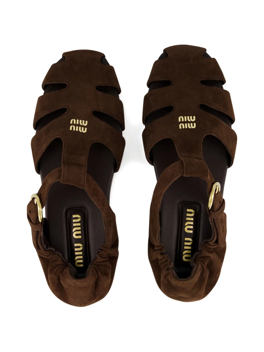 Miu Fisherman suede flat sandals Bruin