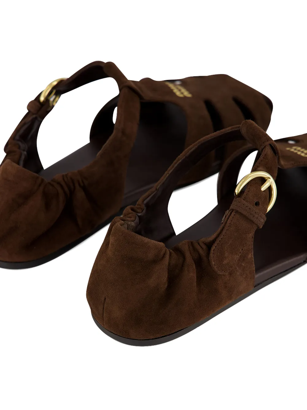 Miu Fisherman suede flat sandals Bruin