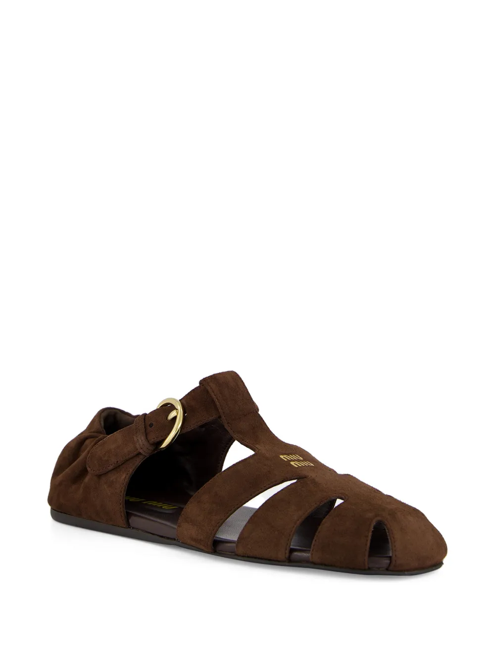Miu Fisherman suede flat sandals Bruin
