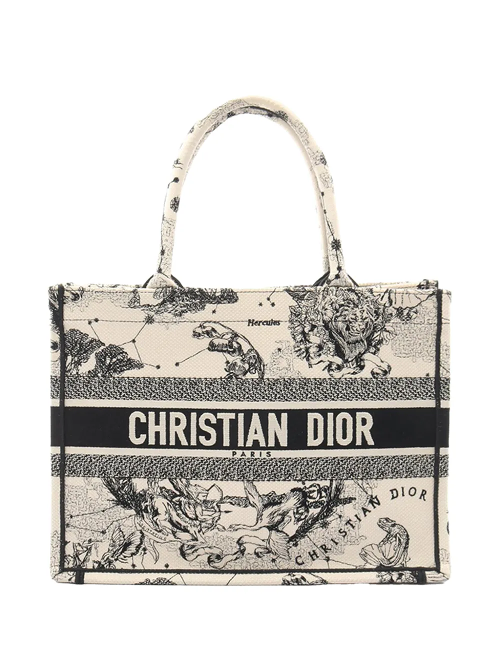Christian Dior Pre-Owned 2010-2026 Medium Canvas Embroidered Zodiac Toile De Jouy Book tote bag - Weiß