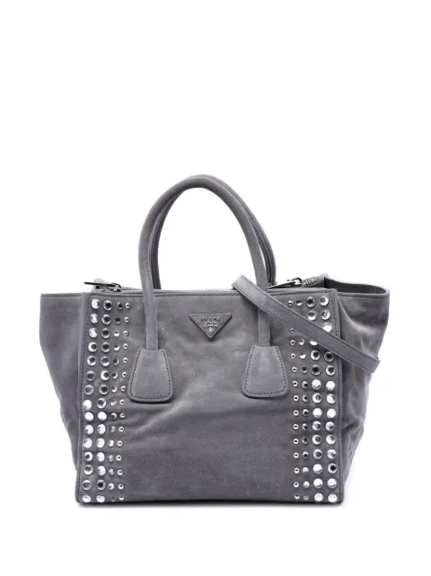 Prada Pre-Owned bolsa satchel Scamosciato con aplique de strass y doble bolsillo 2010-2026
