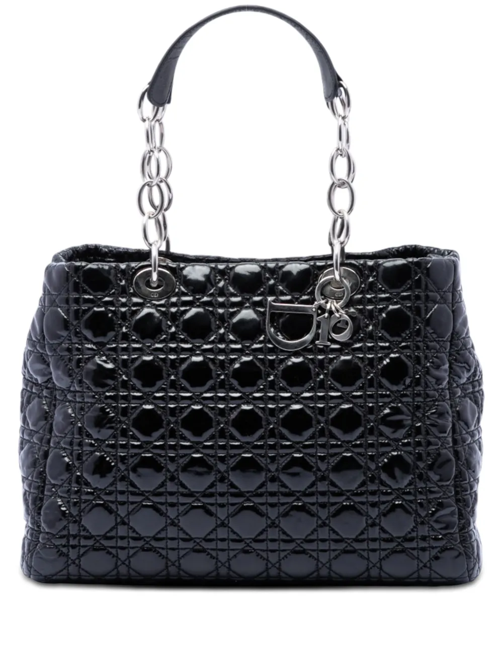 Christian Dior Pre-Owned 2012 Large Patent Cannage Lady Dior Soft Shopping tote bag - Nero