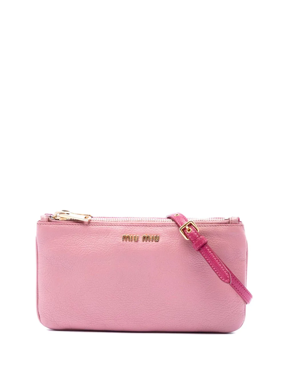 Miu Miu Pre-Owned 2010-2026 Bicolor Goatskin Madras Double Zip crossbody bag - Rosa