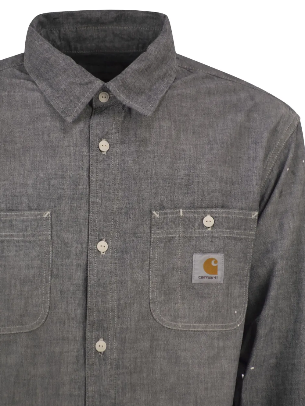 Carhartt WIP Shirt met chambray textuur en verfspatten Grijs