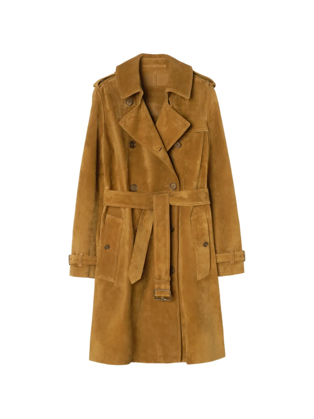 Burberry mid-length suede Kensington trench coat - Marrone
