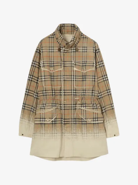 Burberry gradient Check tropical gabardine parka