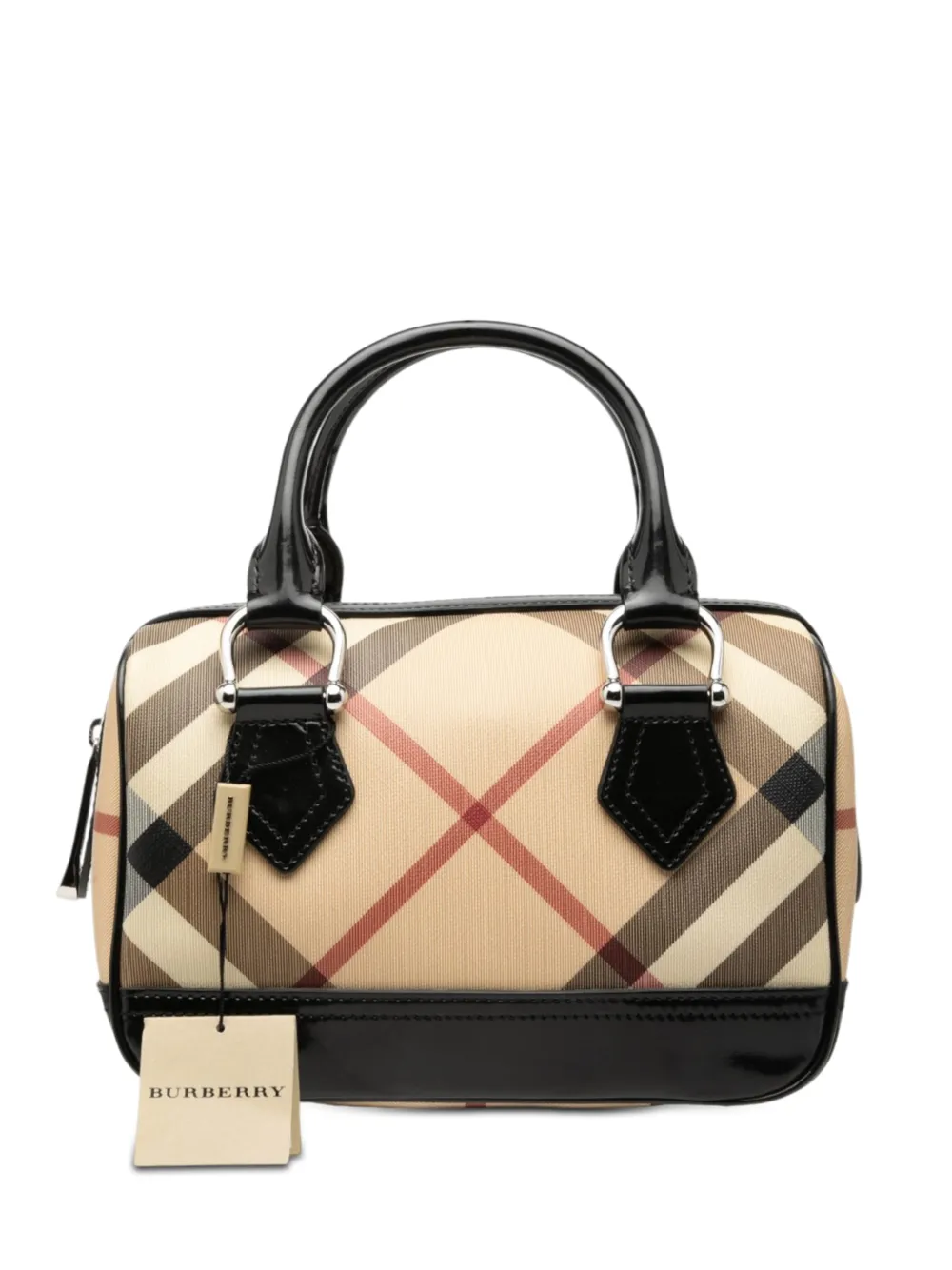 Burberry Pre-Owned 2000-2017 Small Supernova Check Coated Canvas Bowling Bag boston bag - Black