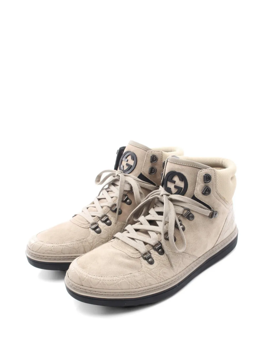 Gucci Pre-Owned 2020s Interlocking-G croc-embossed sneakers - Toni neutri