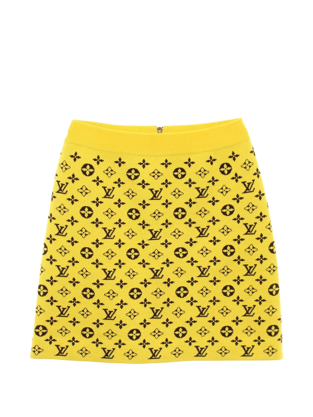 Pre-owned Louis Vuitton 2010s Monogram Knitted Midi Skirt In Yellow