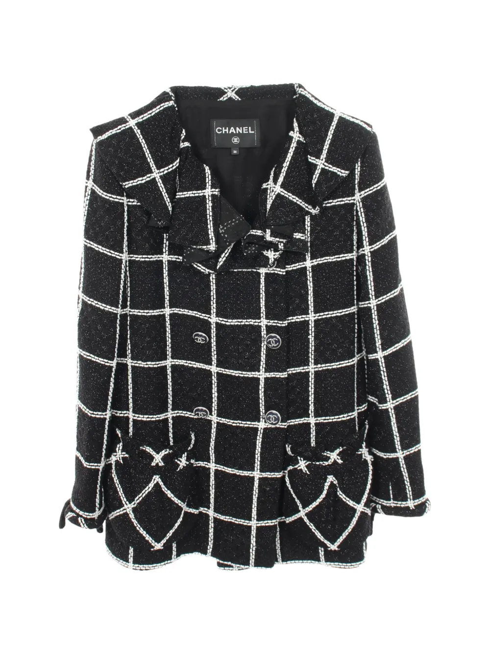 CHANEL Pre-Owned 1986-1988 double-breasted tweed blazer - Black