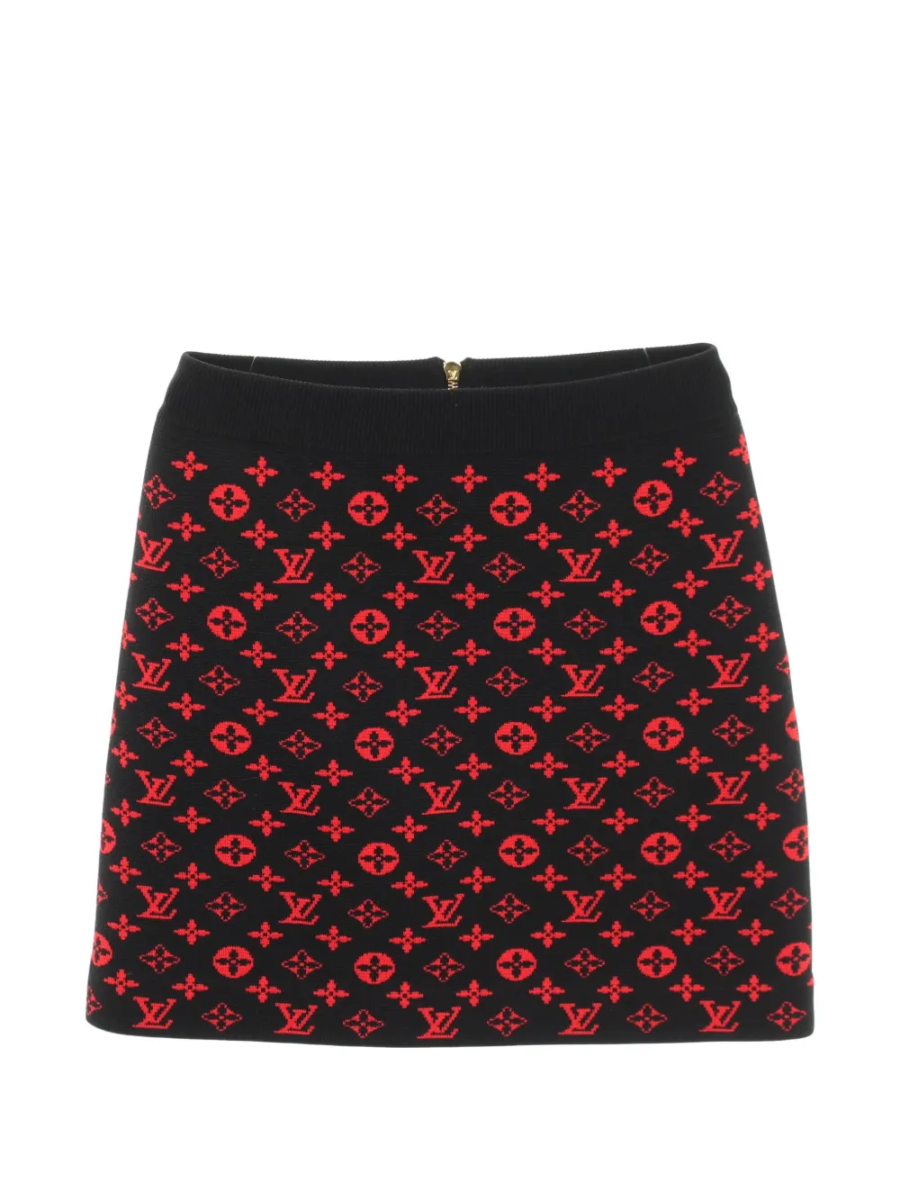 Pre-owned Louis Vuitton 2010s Monogram-intarsia Mini Skirt In Black