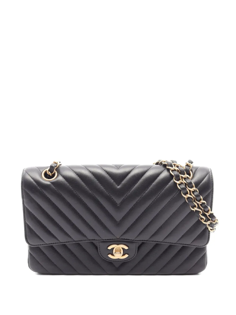 CHANEL Pre-Owned 2019 Chevron V-stitch flap shoulder bag - Nero