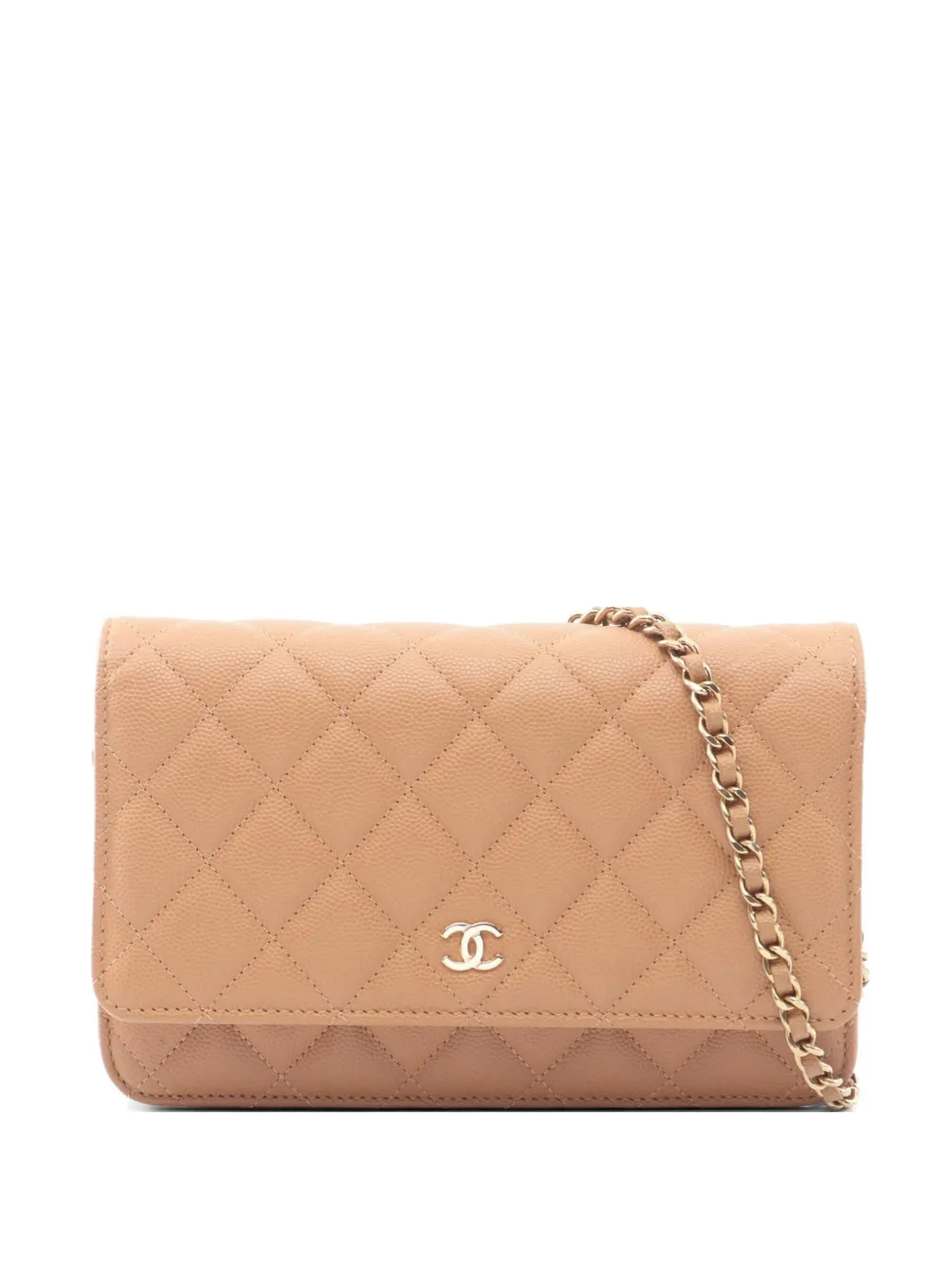 CHANEL Pre-Owned 2021s Matelassé leather chain wallet - Neutrals