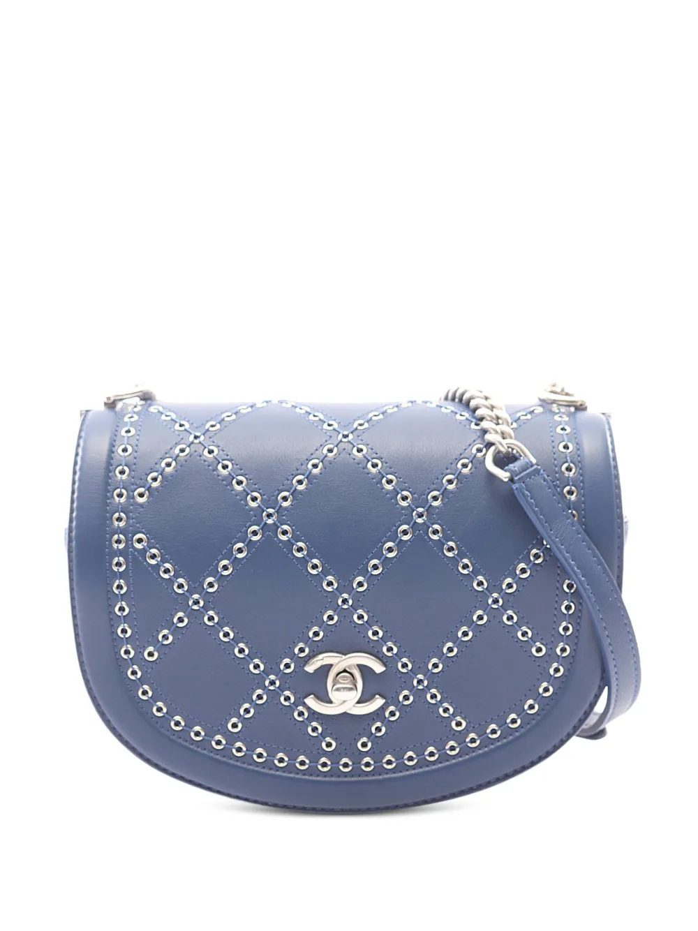 CHANEL Pre-Owned 2018 mini Coco Eyelets Round Flap shoulder bag - Blu