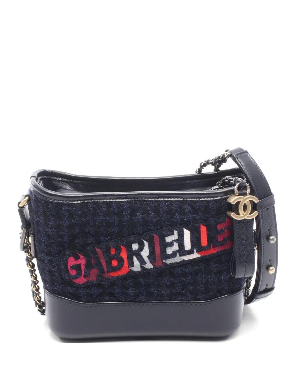 CHANEL Pre-Owned 2017-2018 Gabrielle tweed shoulder bag - Blu