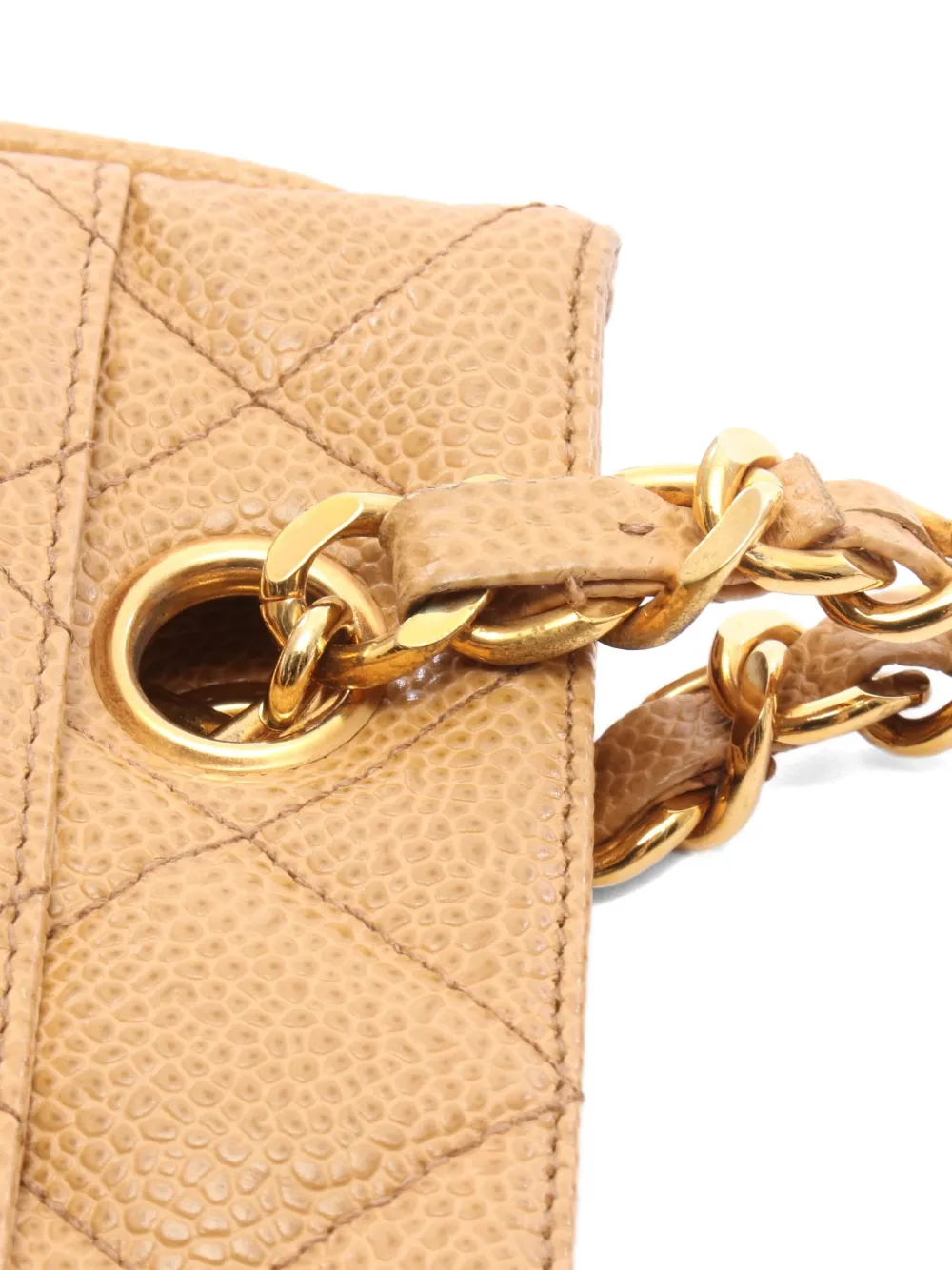 Chanel Pre-owned 1991-1994 Matelassé Caviar Leather Shoulder Bag in Neutrals, view 5