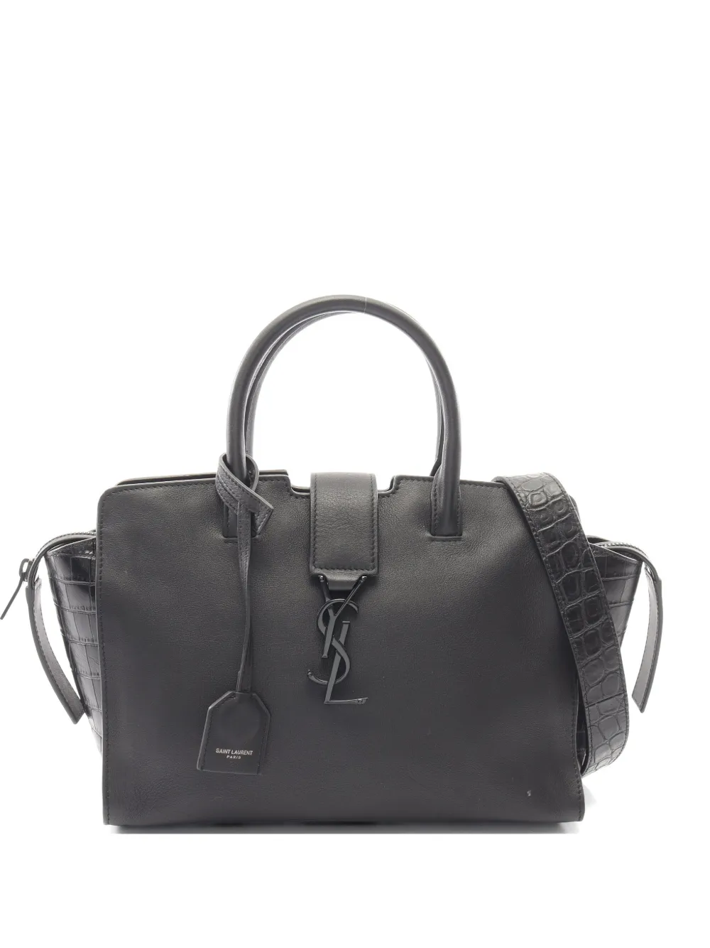 Saint Laurent Pre-Owned 2010s Baby Downtown Cabas croc-embossed handbag - Black