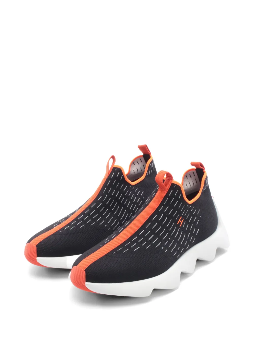 Pre-owned Hermes Eclair Knit Sneakers In Black