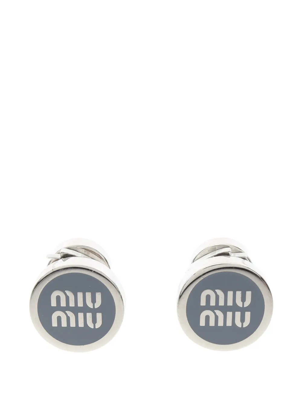 Miu Miu Pre-Owned 2010s logo enamel earrings - Silber