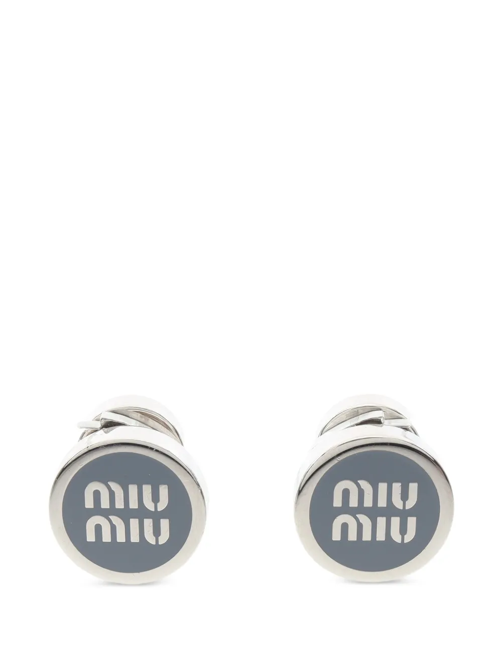 Miu Miu Pre-Owned 2010s logo enamel earrings - Argento