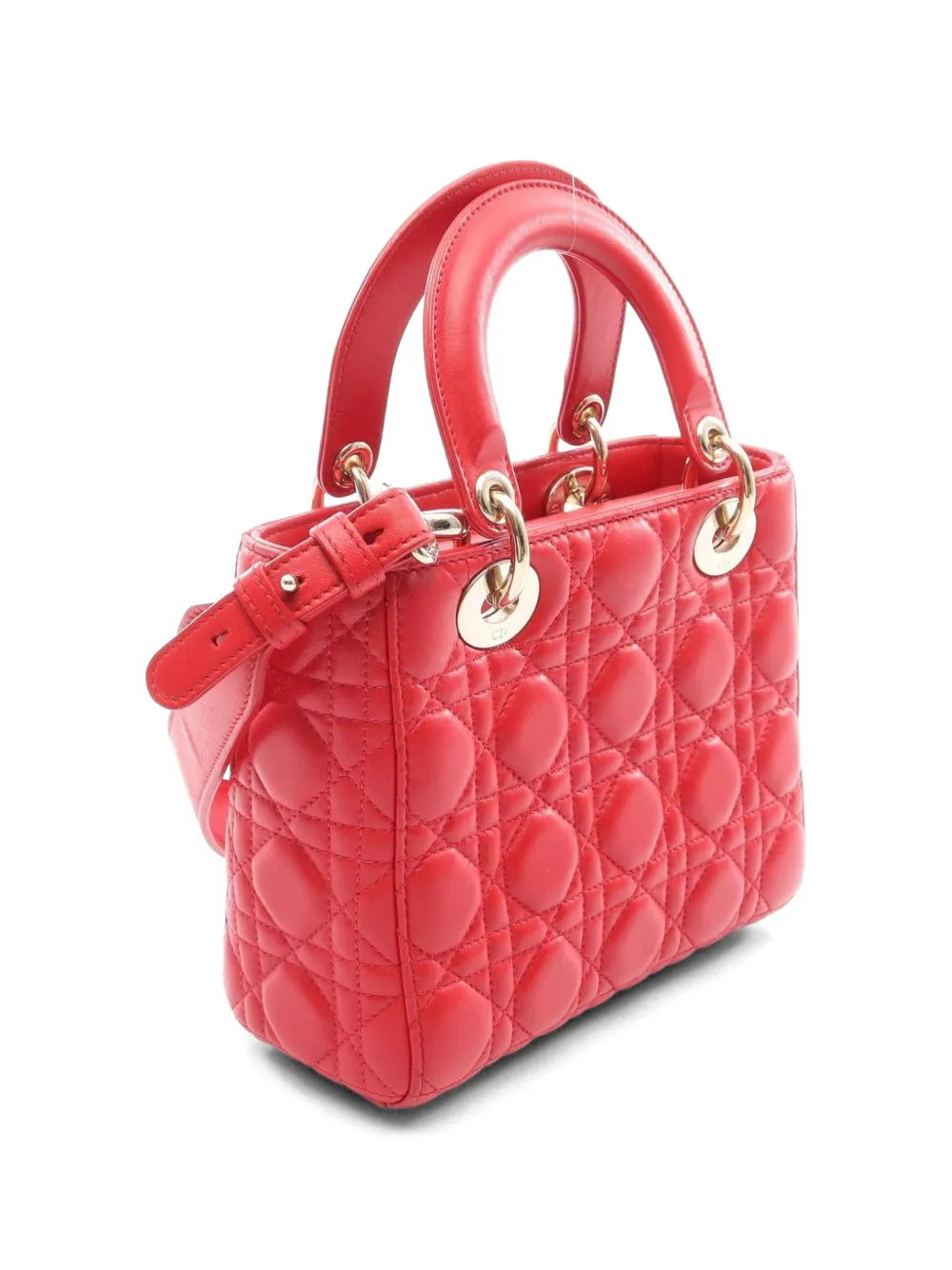 Dior Pre-owned 2010s Lady Dior My Abcdior Cannage Shoulder Bag in Red, view 2