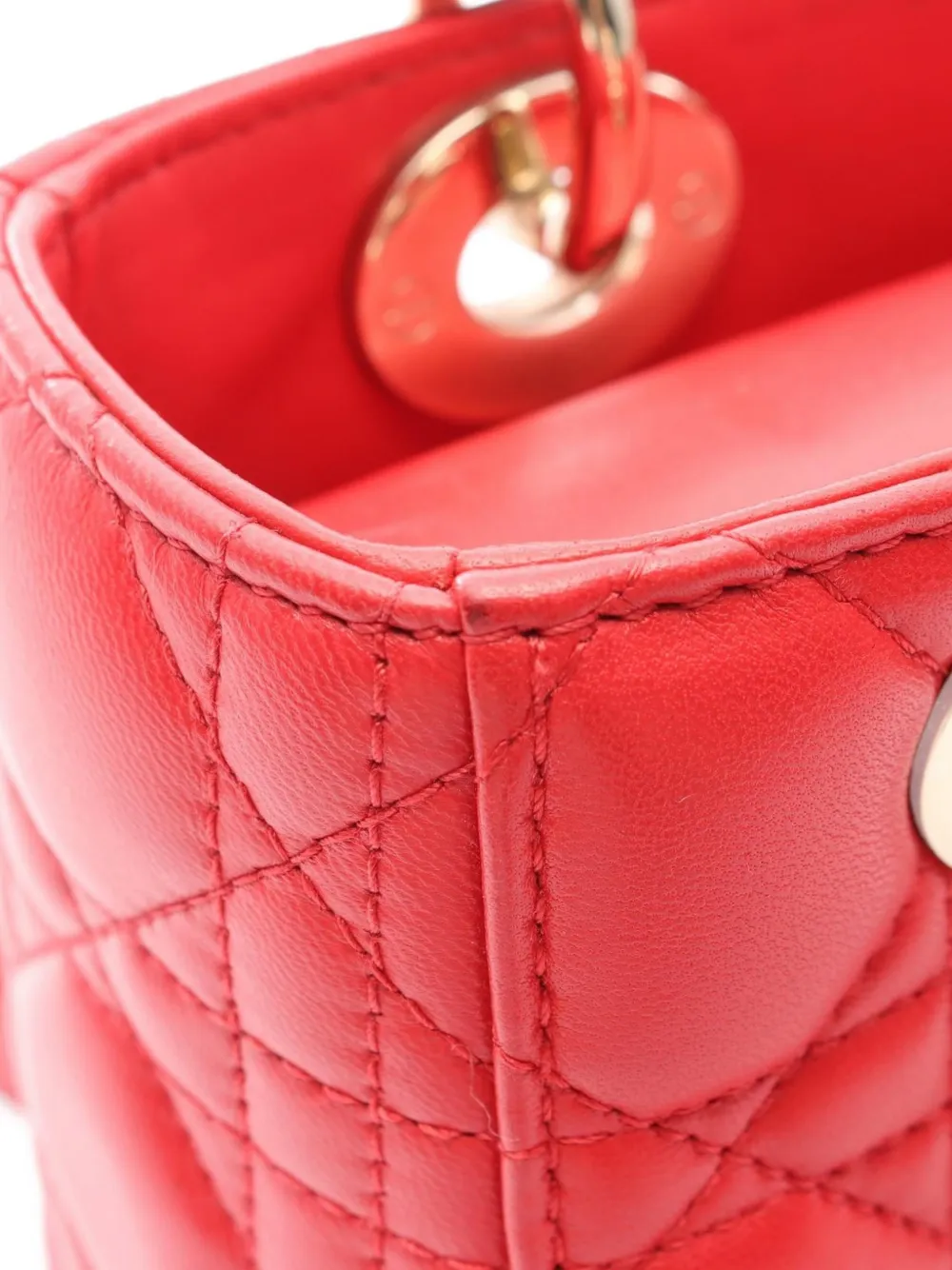 Dior Pre-owned 2010s Lady Dior My Abcdior Cannage Shoulder Bag in Red, view 4