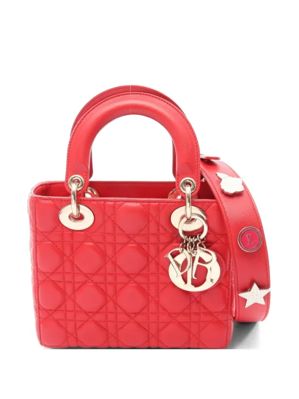 Dior Pre-owned 2010s Lady Dior My Abcdior Cannage Shoulder Bag in Red