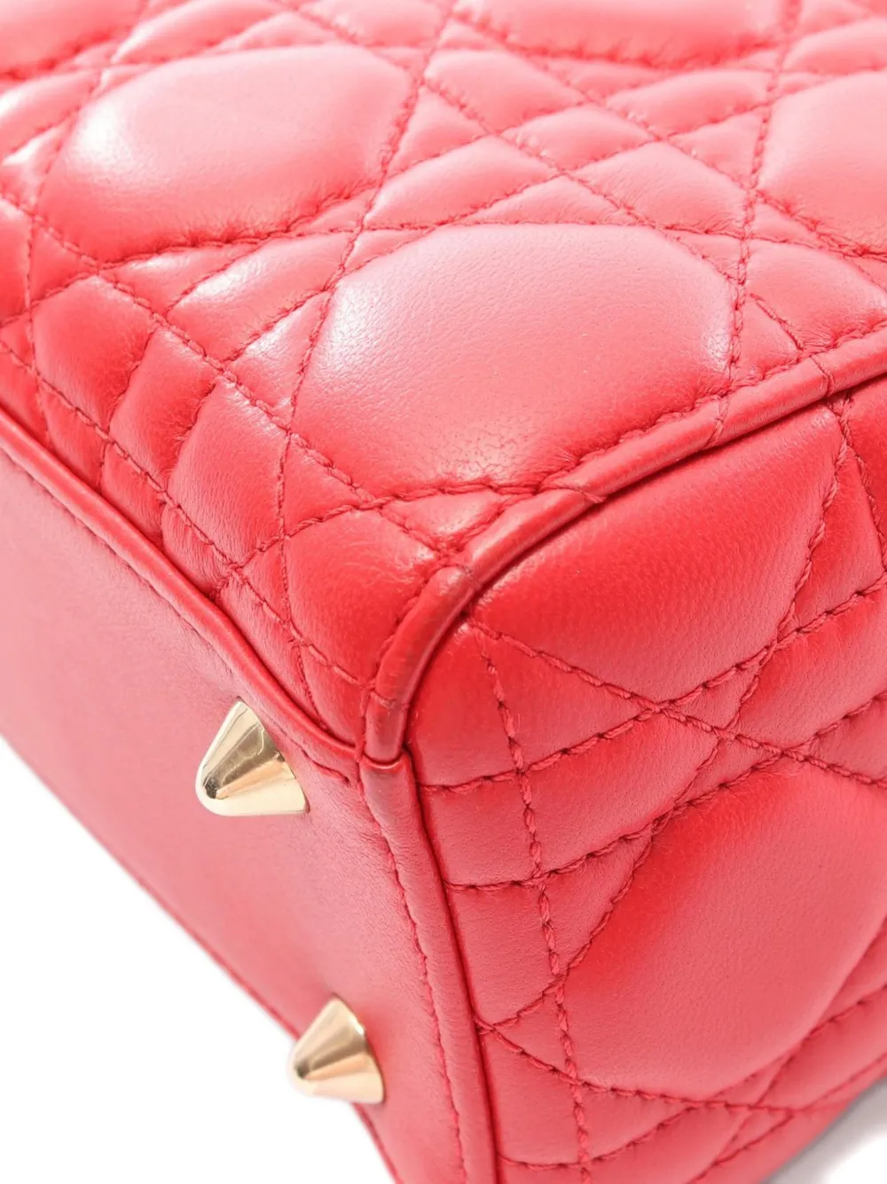 Dior Pre-owned 2010s Lady Dior My Abcdior Cannage Shoulder Bag in Red, view 5