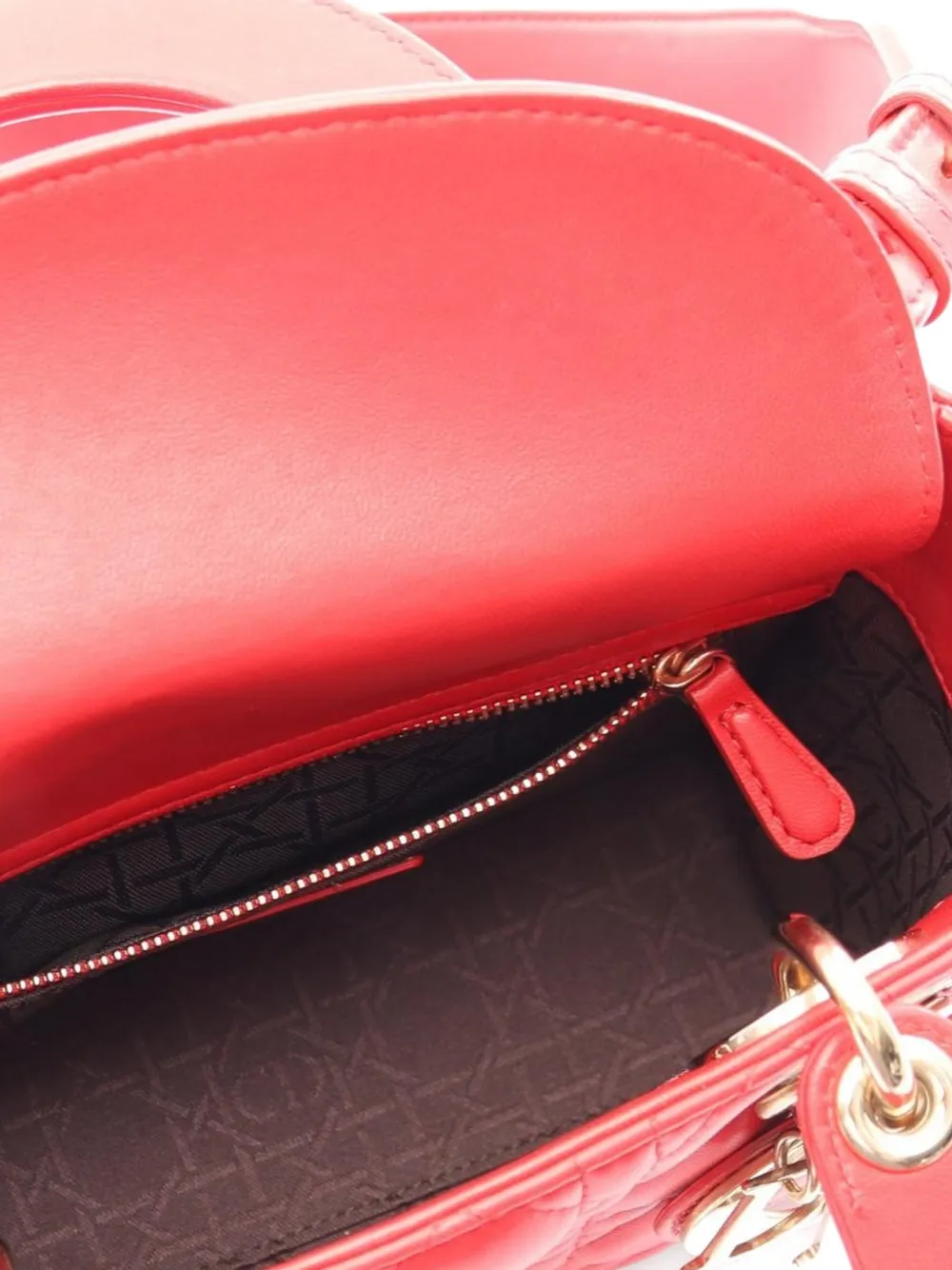 Dior Pre-owned 2010s Lady Dior My Abcdior Cannage Shoulder Bag in Red, view 3