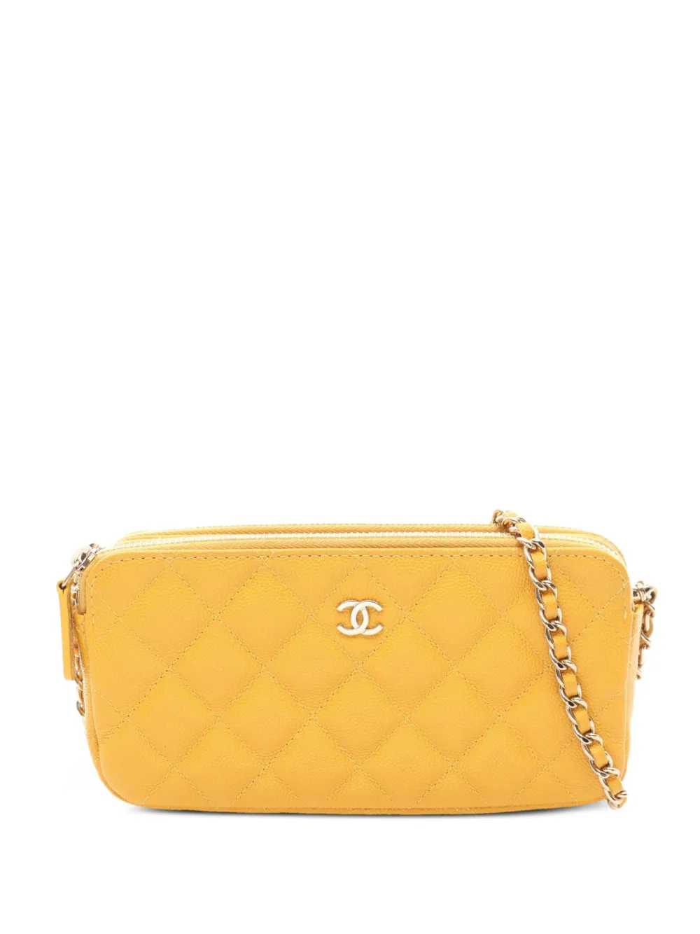 CHANEL Pre-Owned small Matelassé caviar quilted cross body bag - Yellow