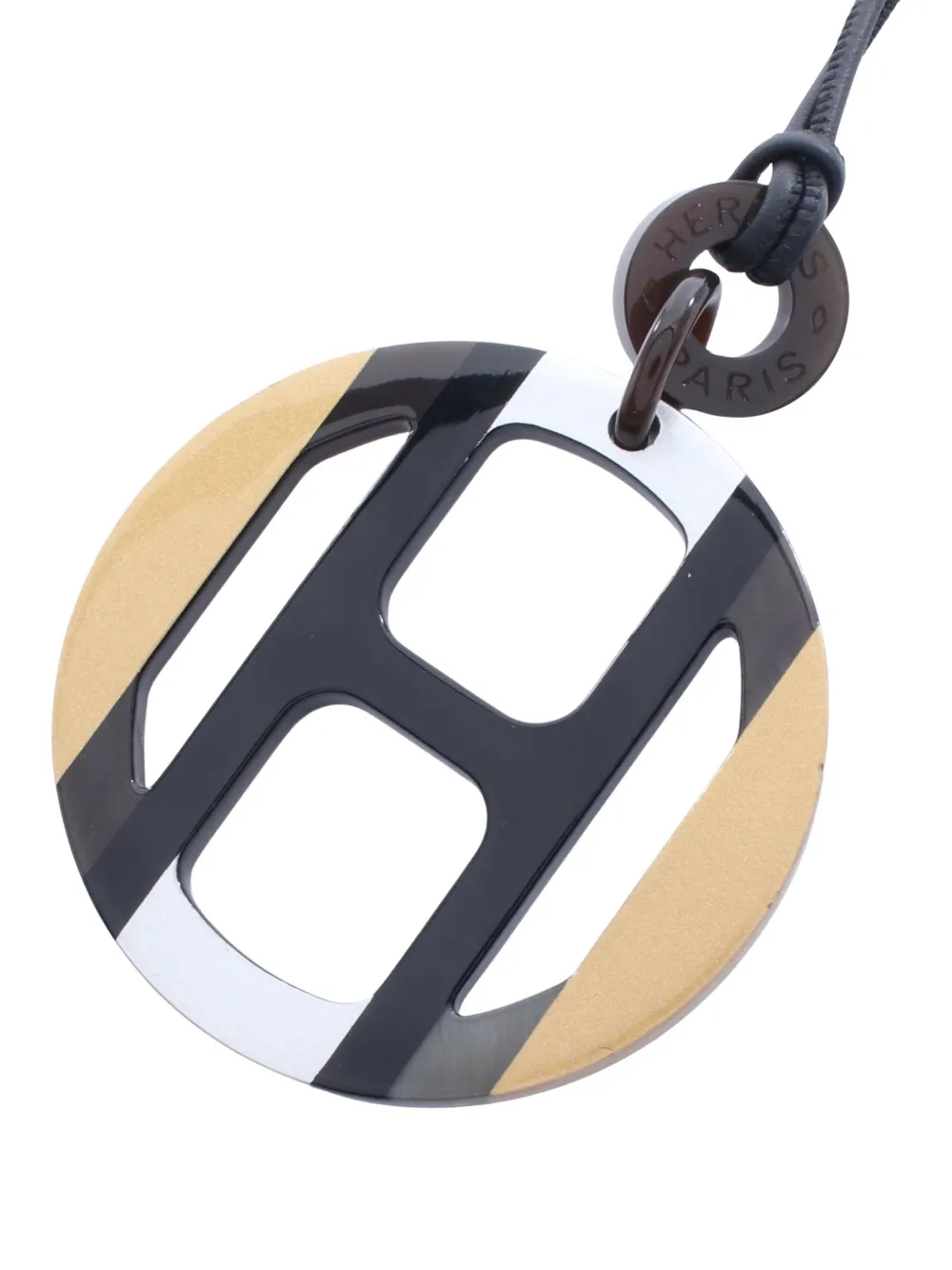 Pre-owned Hermes 2000s H Equipe Necklace In Black
