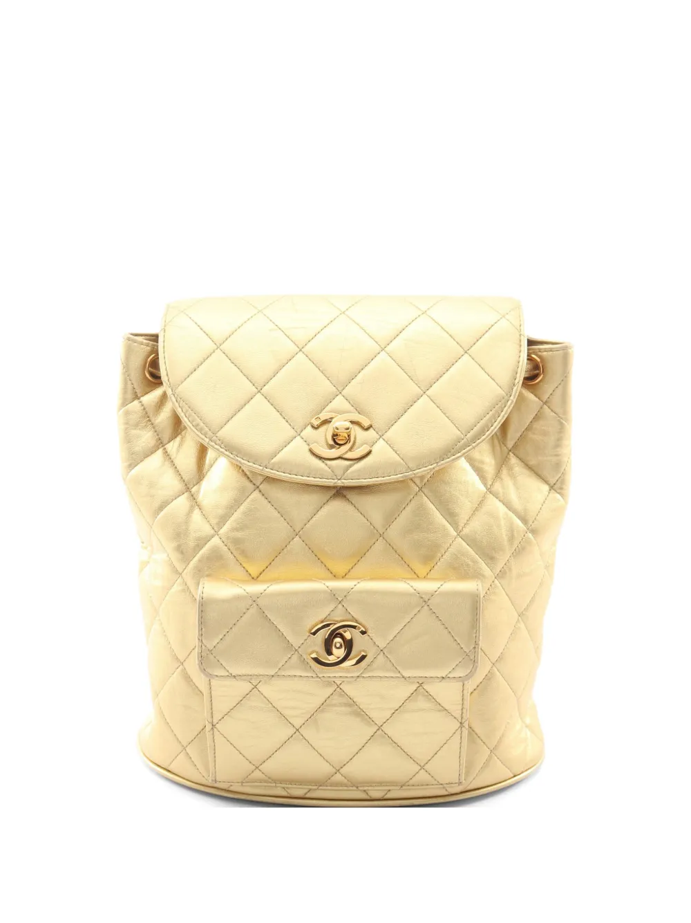 CHANEL Pre-Owned 1991-1994 matelassé chain backpack - Gold