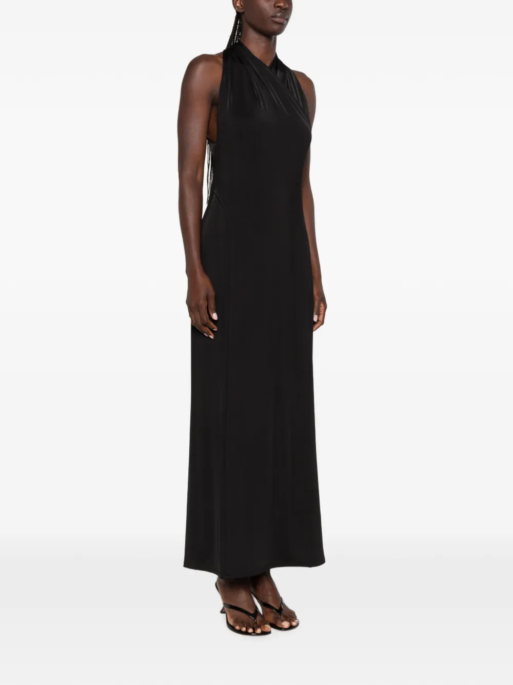 Another Tomorrow Mouwloze maxi-jurk Zwart