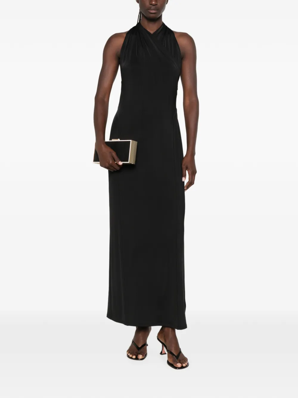 Another Tomorrow Mouwloze maxi-jurk Zwart