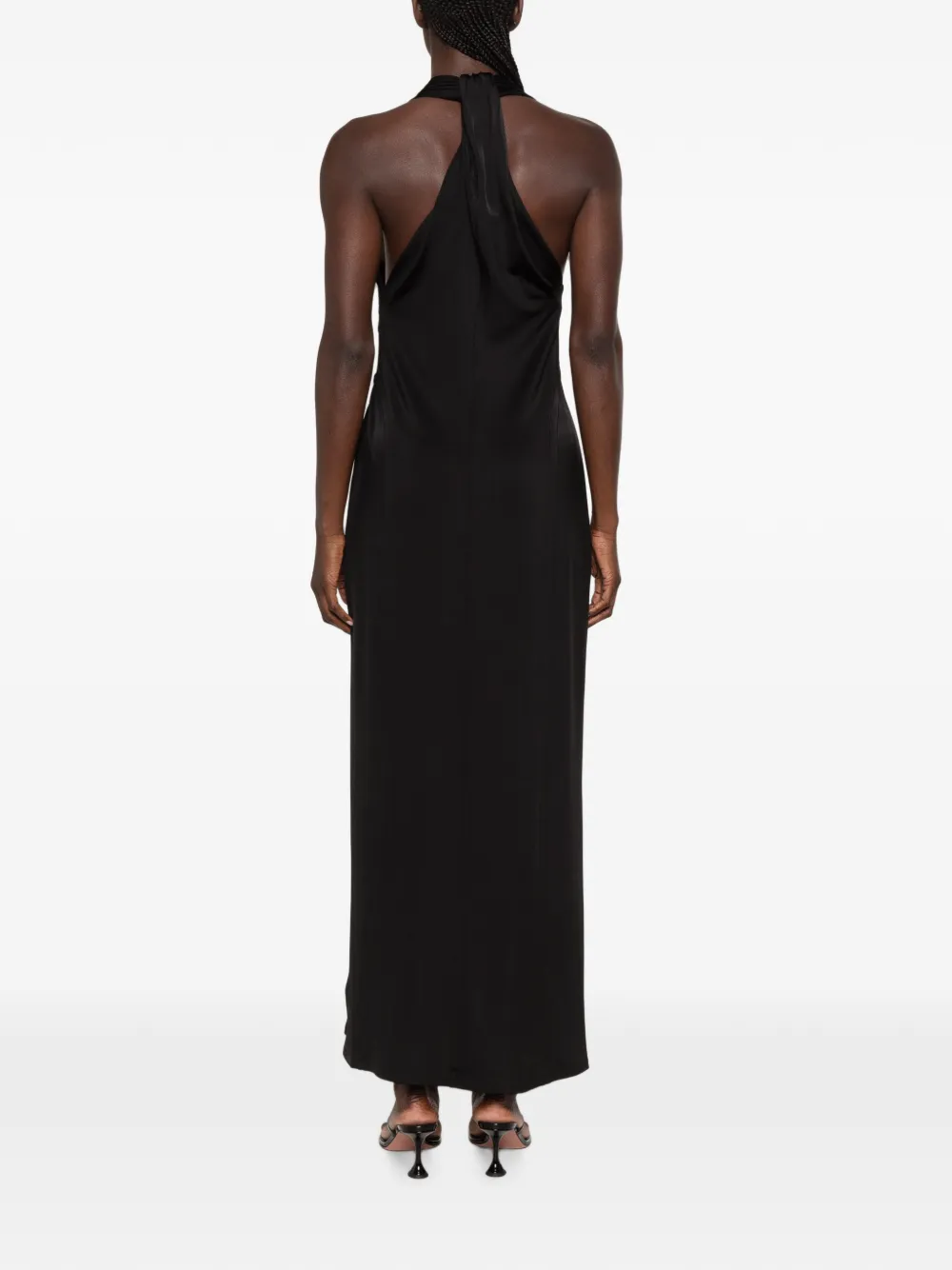 Another Tomorrow Mouwloze maxi-jurk Zwart