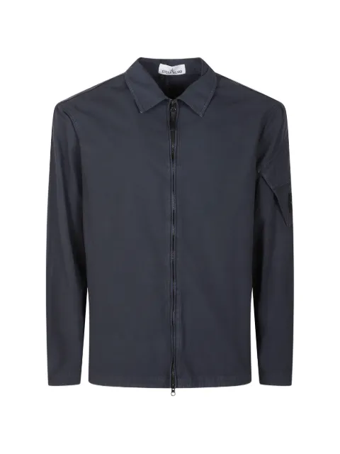 Stone Island logo-patch zip-up shirt