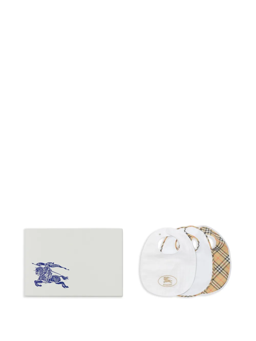 Burberry Kids Check cotton three-piece bib set - Weiß