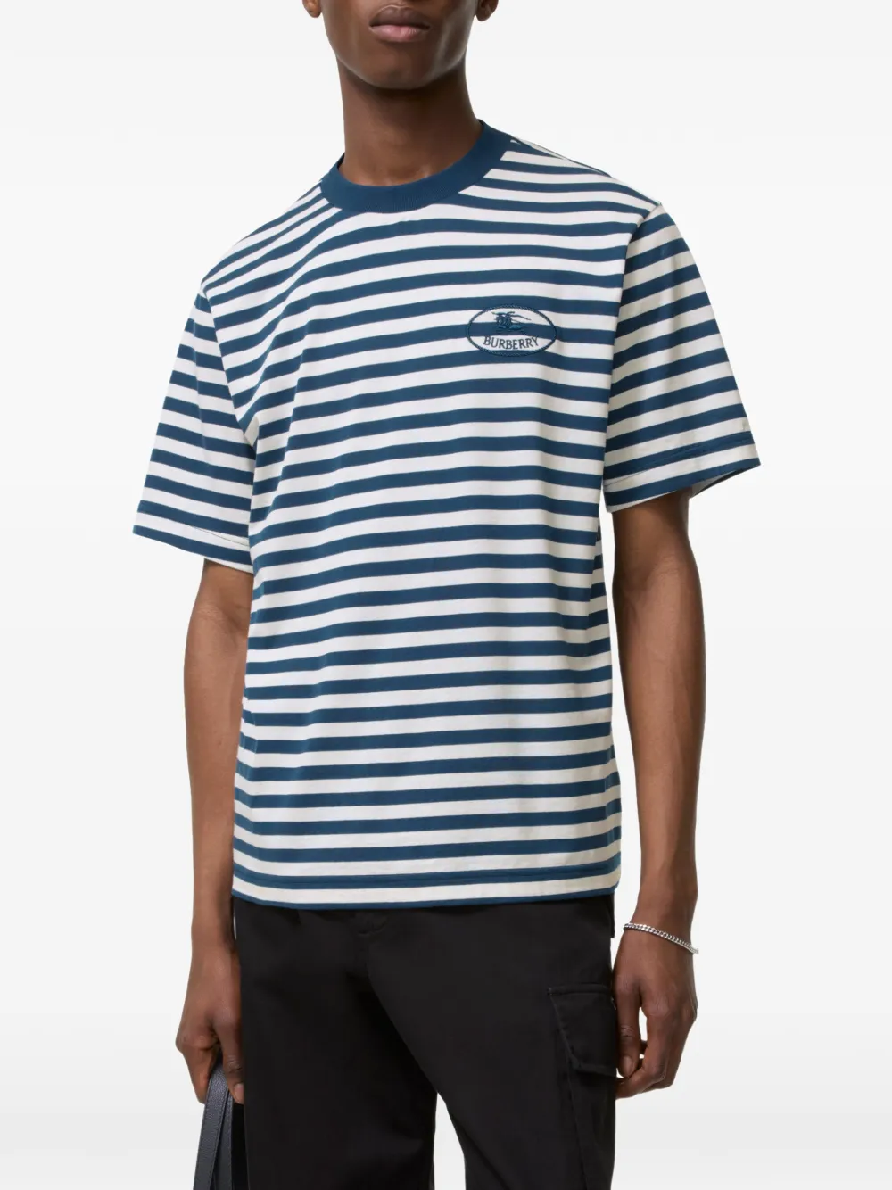 Burberry Gestreept T-shirt Blauw