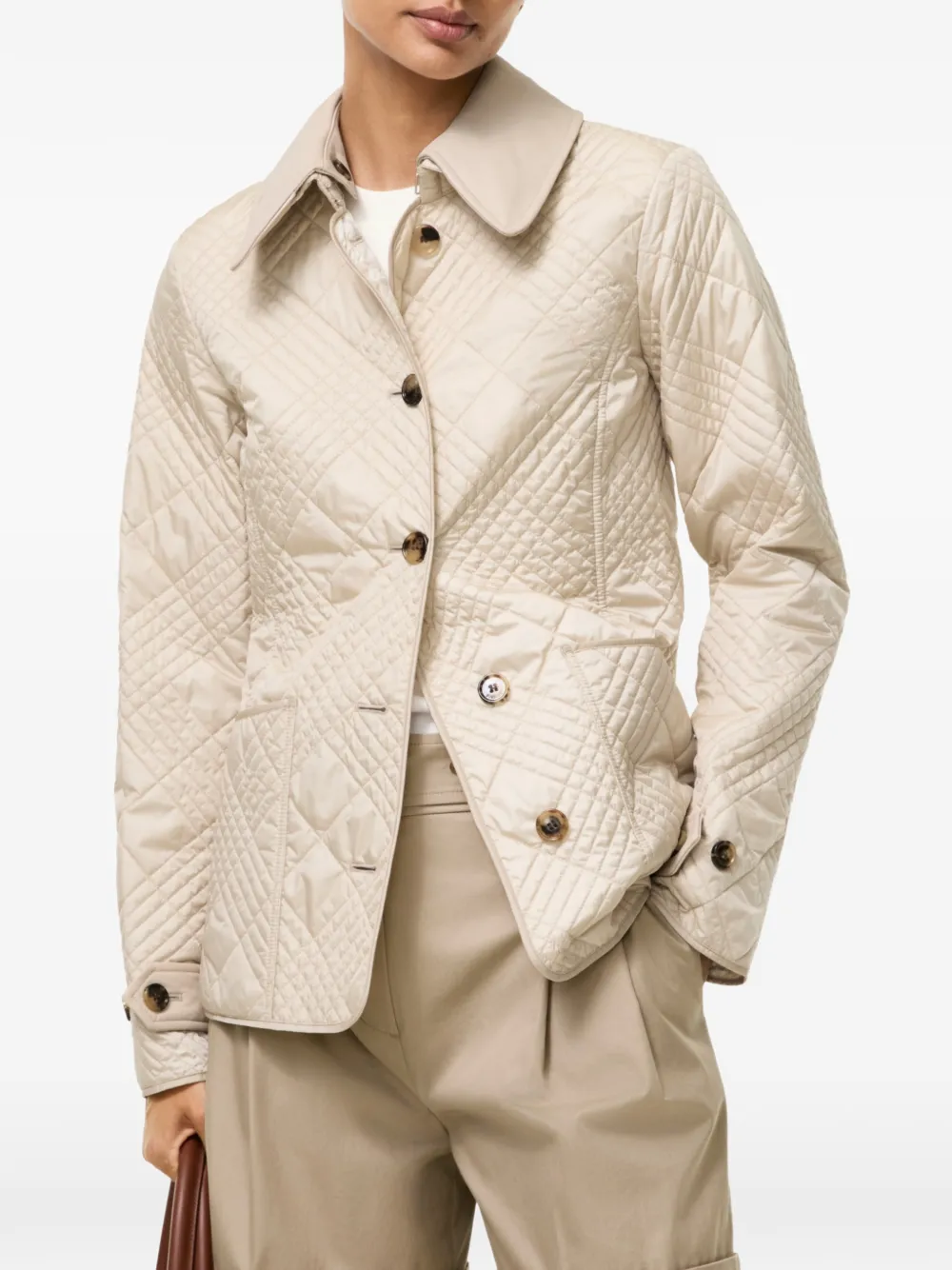 Burberry Fernleigh gewatteerd nylon donsjack Beige