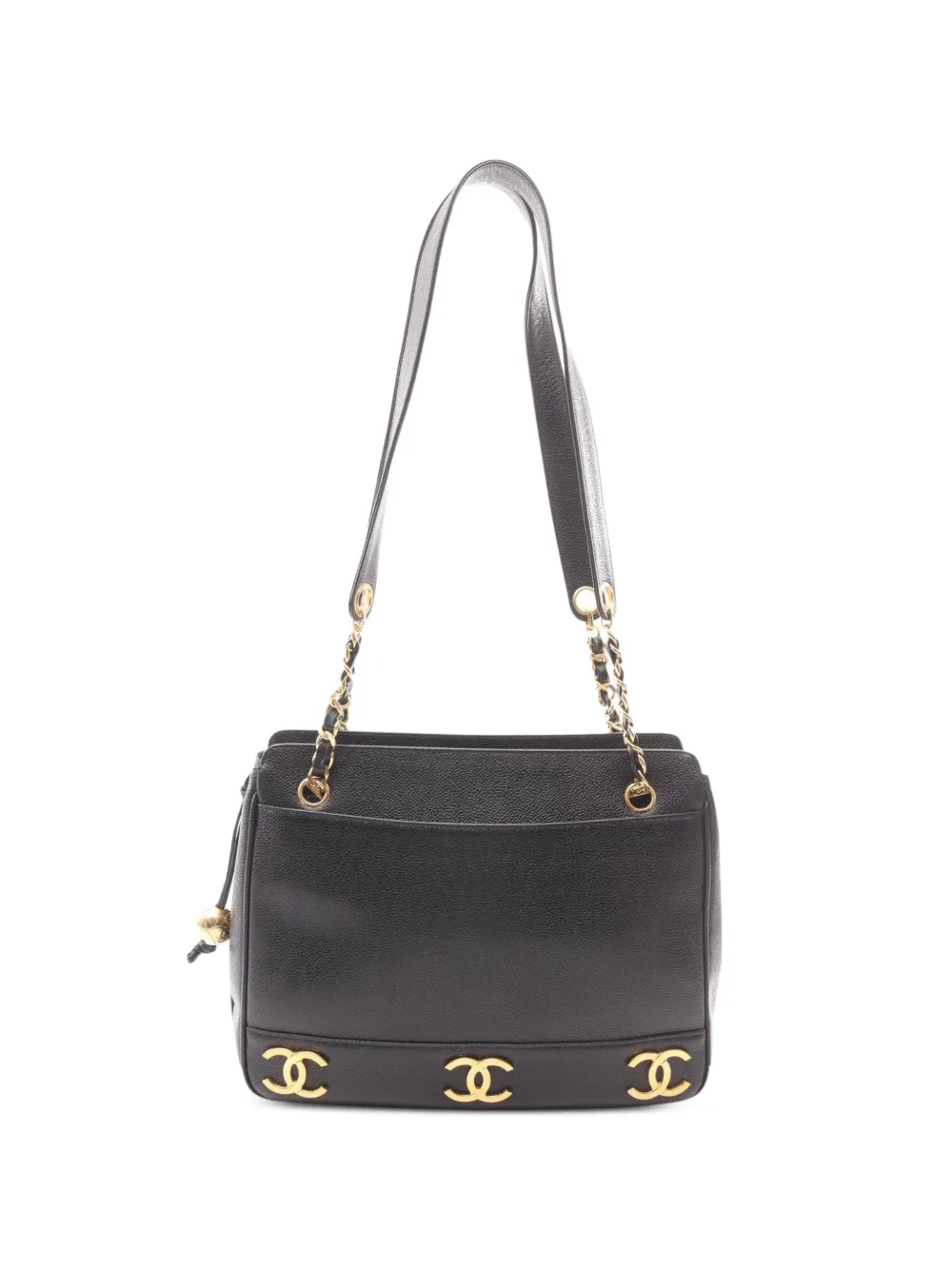 CHANEL Pre-Owned 1994-1996 triple Coco Mark chain shoulder bag - Black