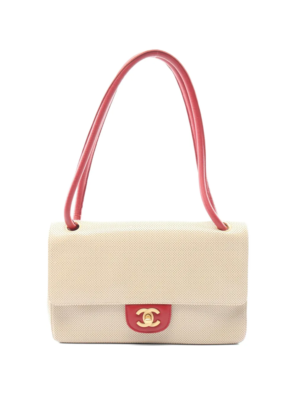 CHANEL Pre-Owned 2000-2002 Coco Mark perforated leather shoulder bag - Toni neutri
