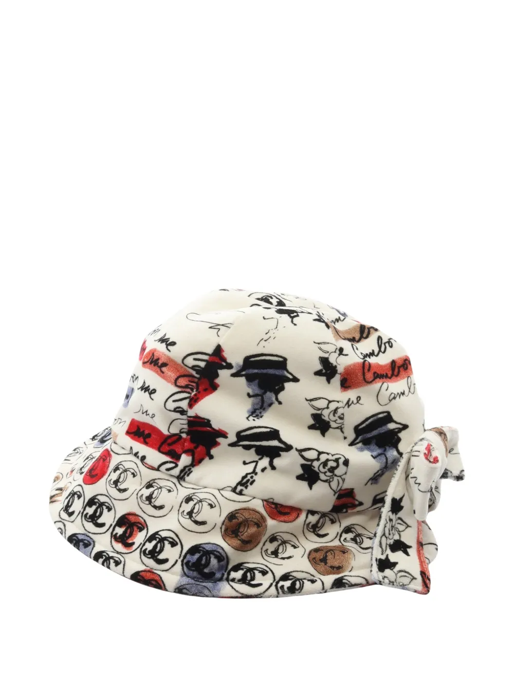 CHANEL Pre-Owned 1986-1988 CC logo-pattern hat - Neutrals