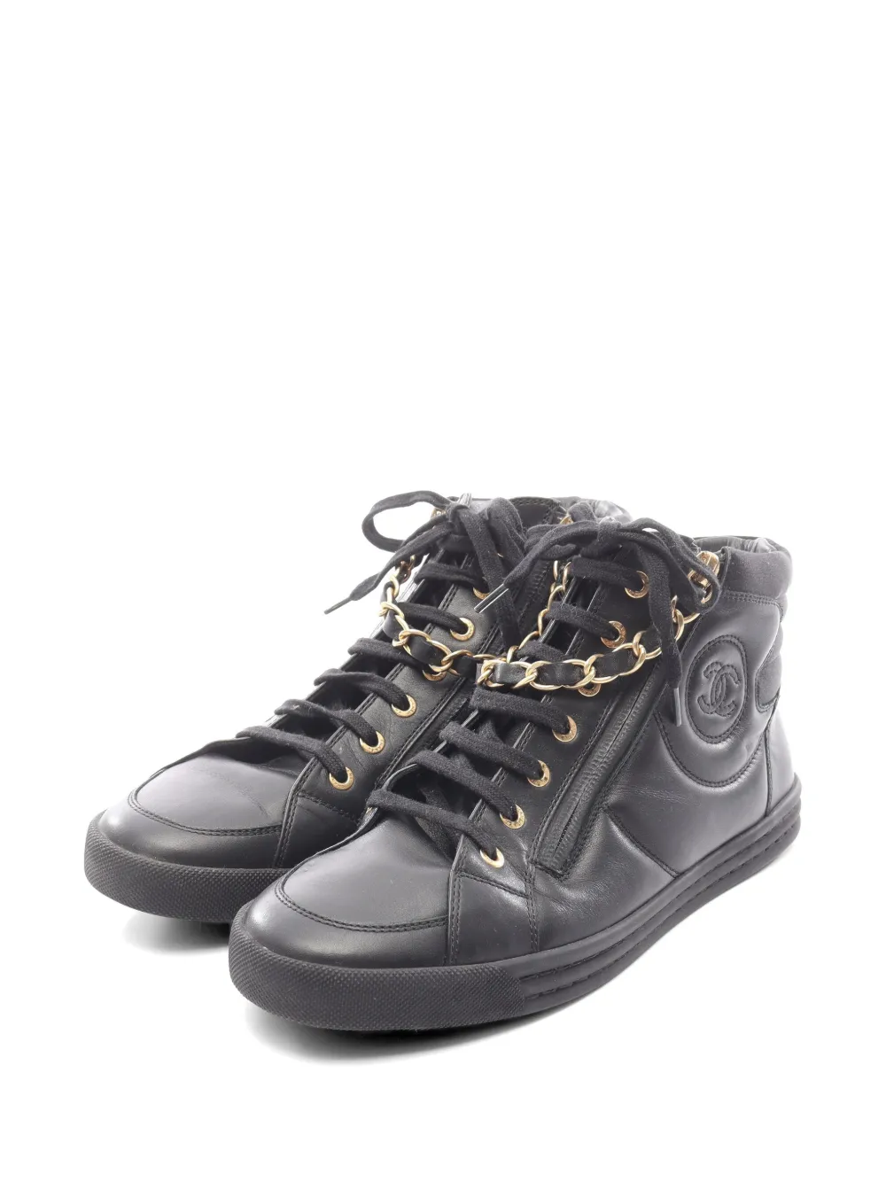 CHANEL Pre-Owned 1986-1988 chain-link leather sneakers - Nero